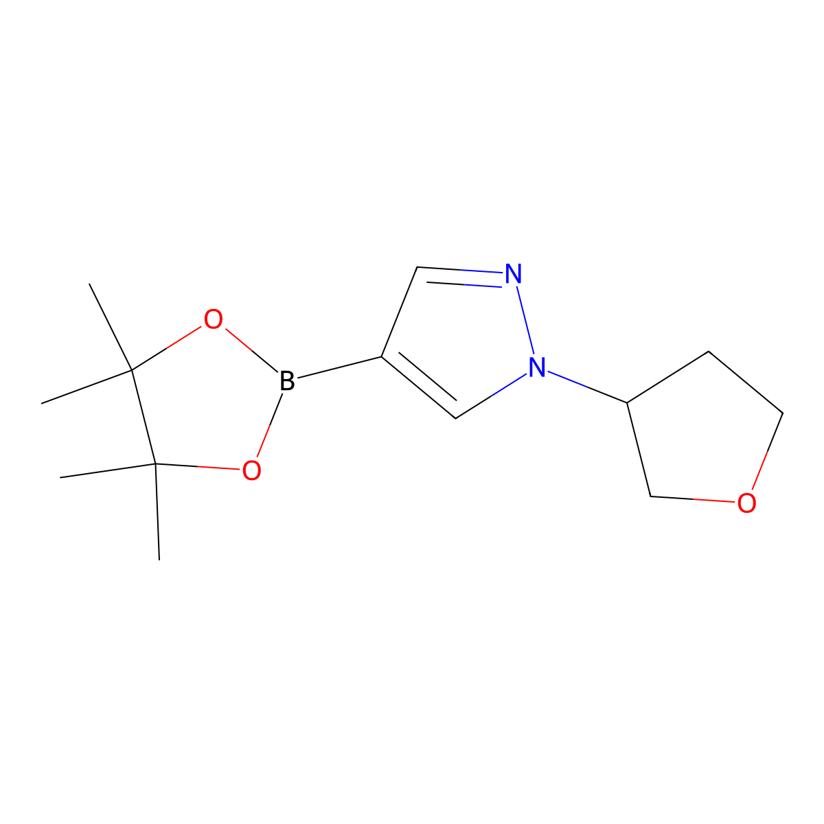 1-(Tetrahydrofuran-3-YL)-4-(4,4,5,5-tetramethyl-1,3,2-dioxaborolan-2-YL)-1H-pyrazole molecular structure, CAS 1029715-63-6