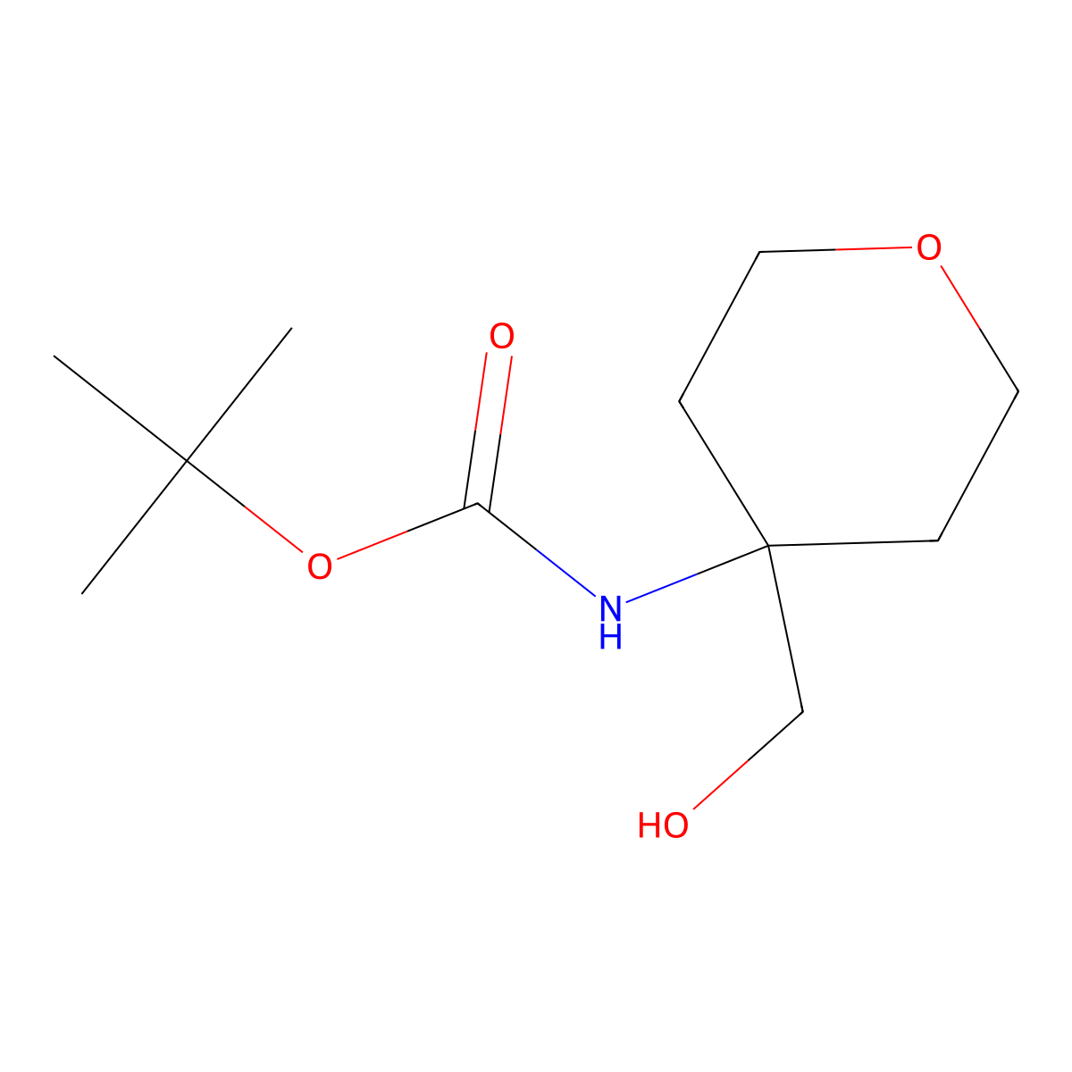 tert-butyl N-[4-(hydroxymethyl)oxan-4-yl]carbamate molecular structure, CAS 1029716-09-3