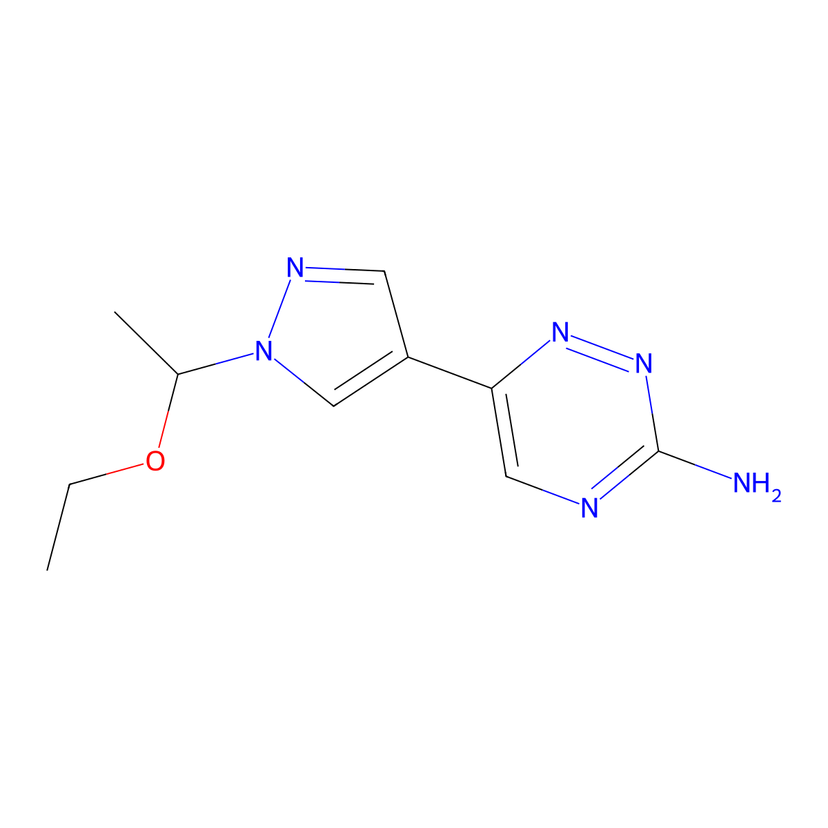 6-[1-(1-Ethoxyethyl)-1H-pyrazol-4-yl]-1,2,4-triazin-3-amine molecular structure, CAS 1029716-43-5