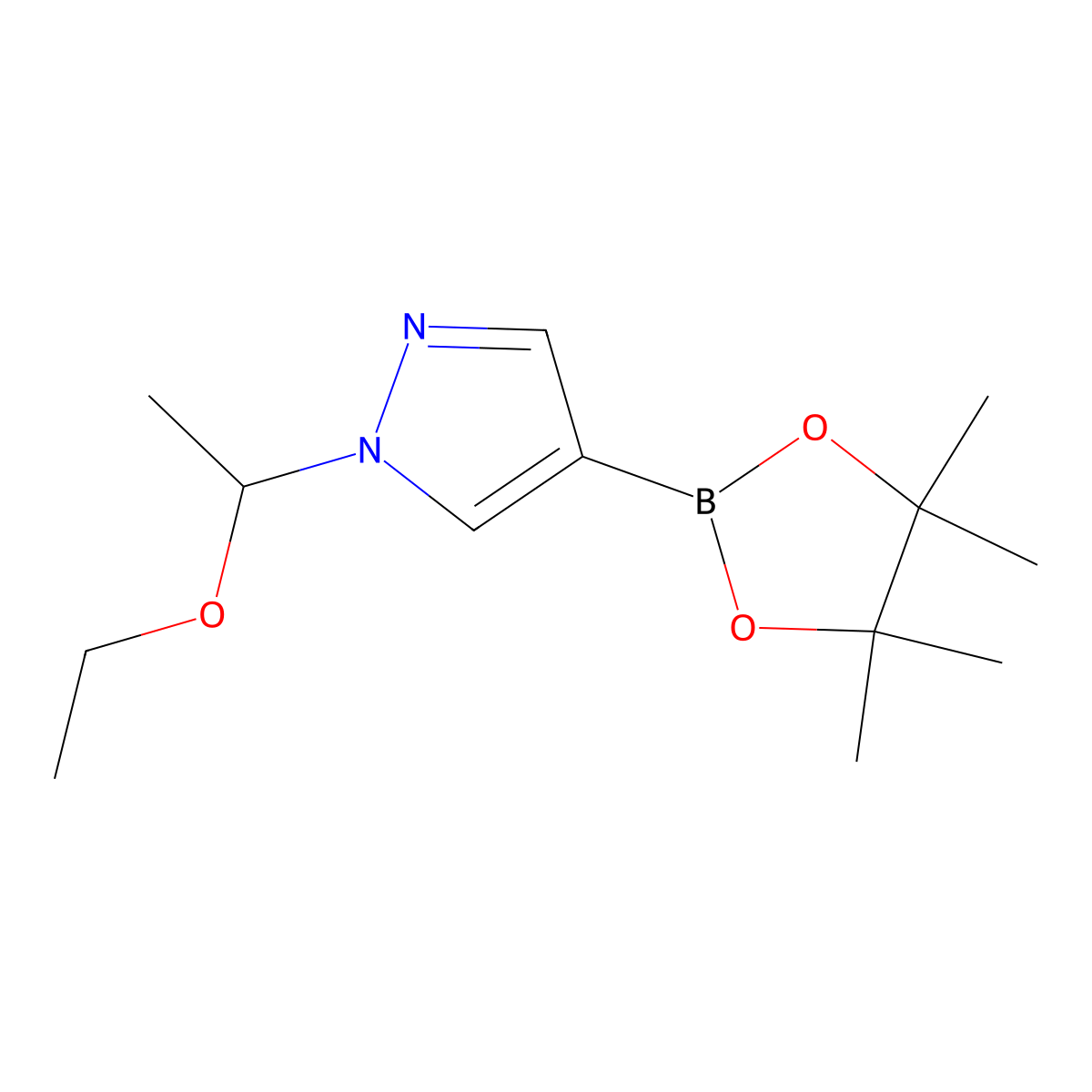 1-(1-Ethoxyethyl)-4-(4,4,5,5-tetramethyl-1,3,2-dioxaborolan-2-yl)-1H-pyrazole molecular structure, CAS 1029716-44-6