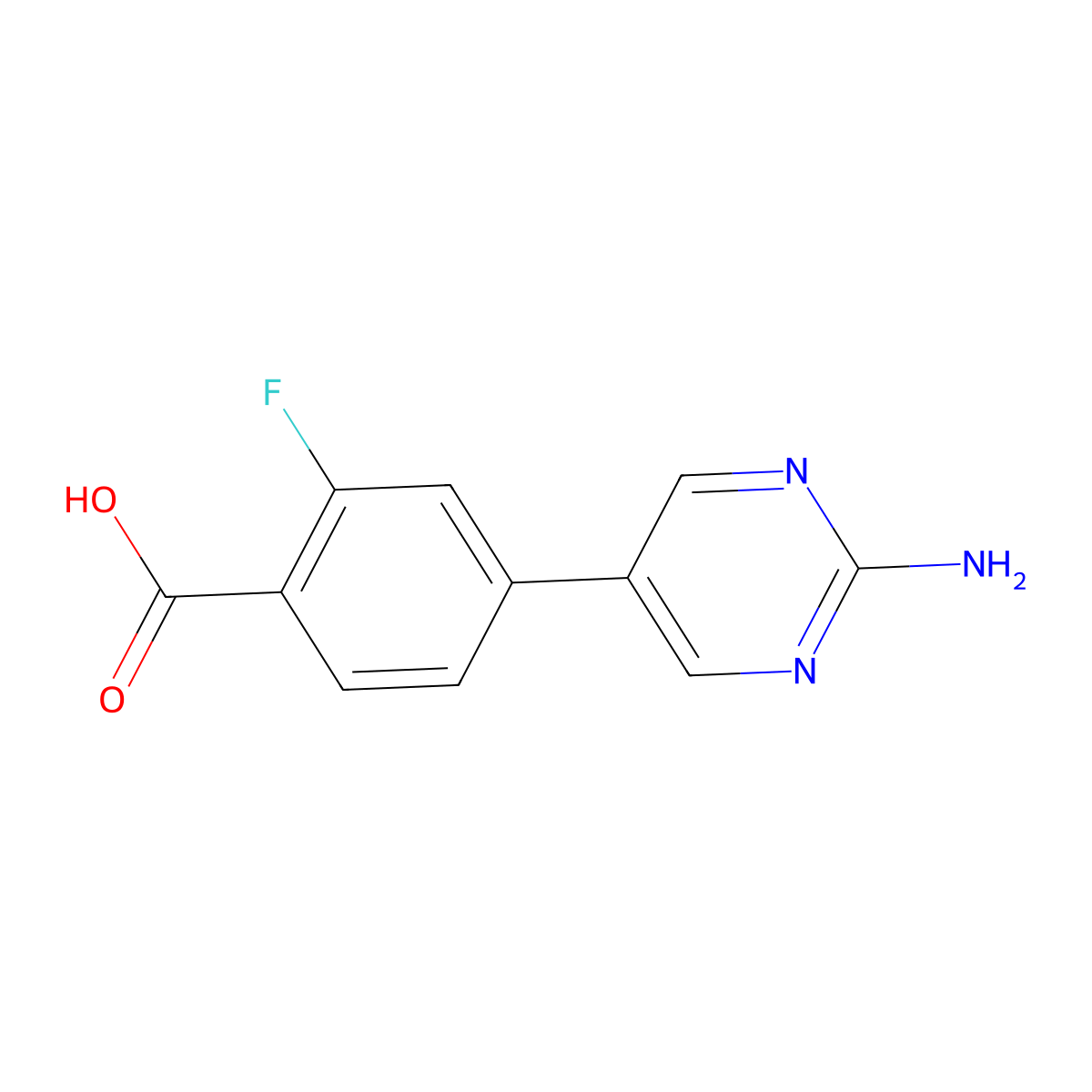 4-(2-Aminopyrimidin-5-yl)-2-fluorobenzoic acid molecular structure, CAS 1029716-76-4