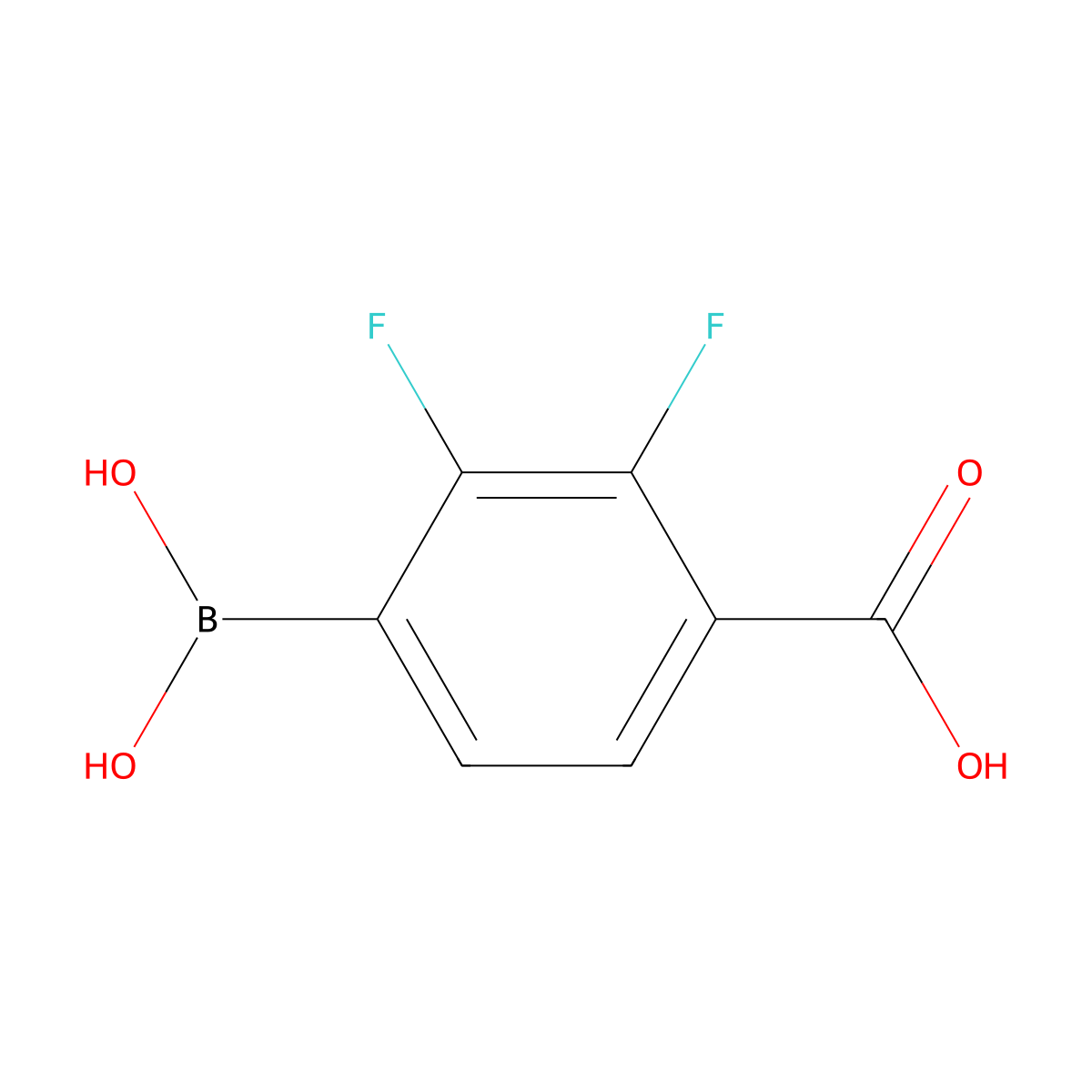 4-Borono-2,3-difluorobenzoic acid molecular structure, CAS 1029716-92-4