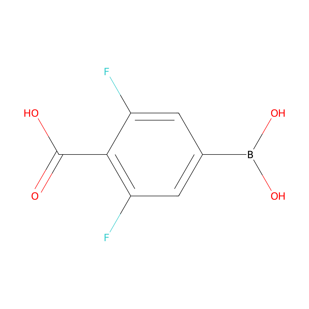 4-Borono-2,6-difluorobenzoic acid molecular structure, CAS 1029716-94-6