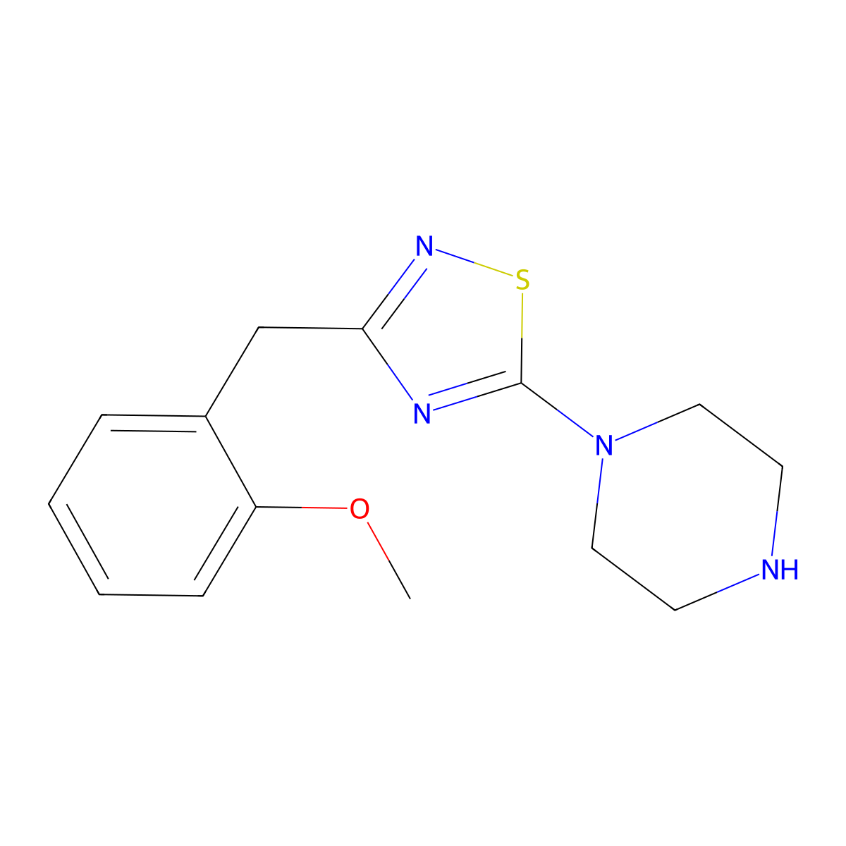 1-{3-[(2-Methoxyphenyl)methyl]-1,2,4-thiadiazol-5-yl}piperazine molecular structure, CAS 1029718-79-3