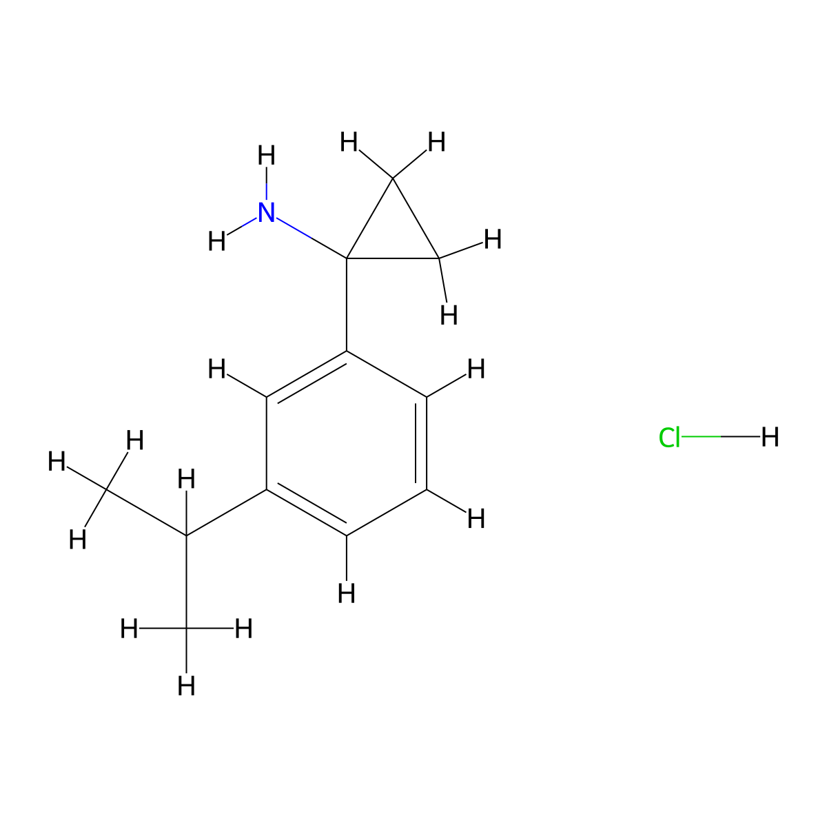 Cyclopropanamine, 1-[3-(1-methylethyl)phenyl]-, (Hydrochloride) (1:1) molecular structure, CAS 1029718-99-7