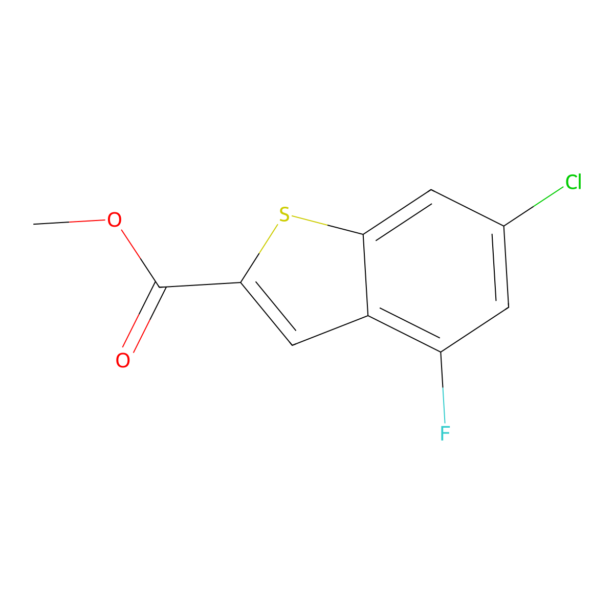 Methyl 6-chloro-4-fluorobenzo[b]thiophene-2-carboxylate molecular structure, CAS 1029720-35-1