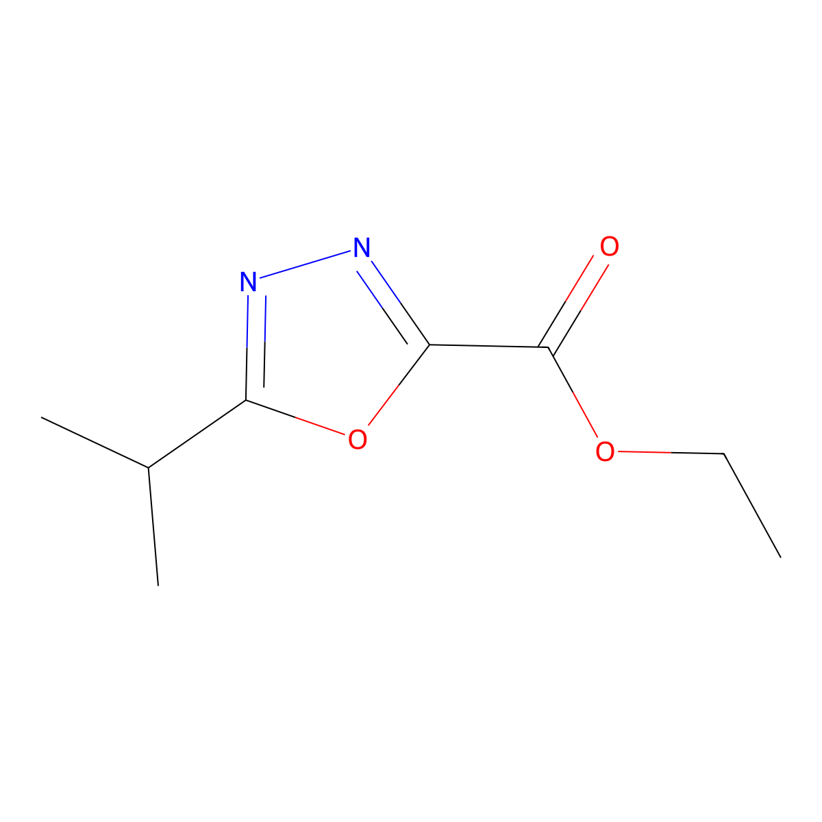 Ethyl 5-(propan-2-yl)-1,3,4-oxadiazole-2-carboxylate molecular structure, CAS 1029720-57-7