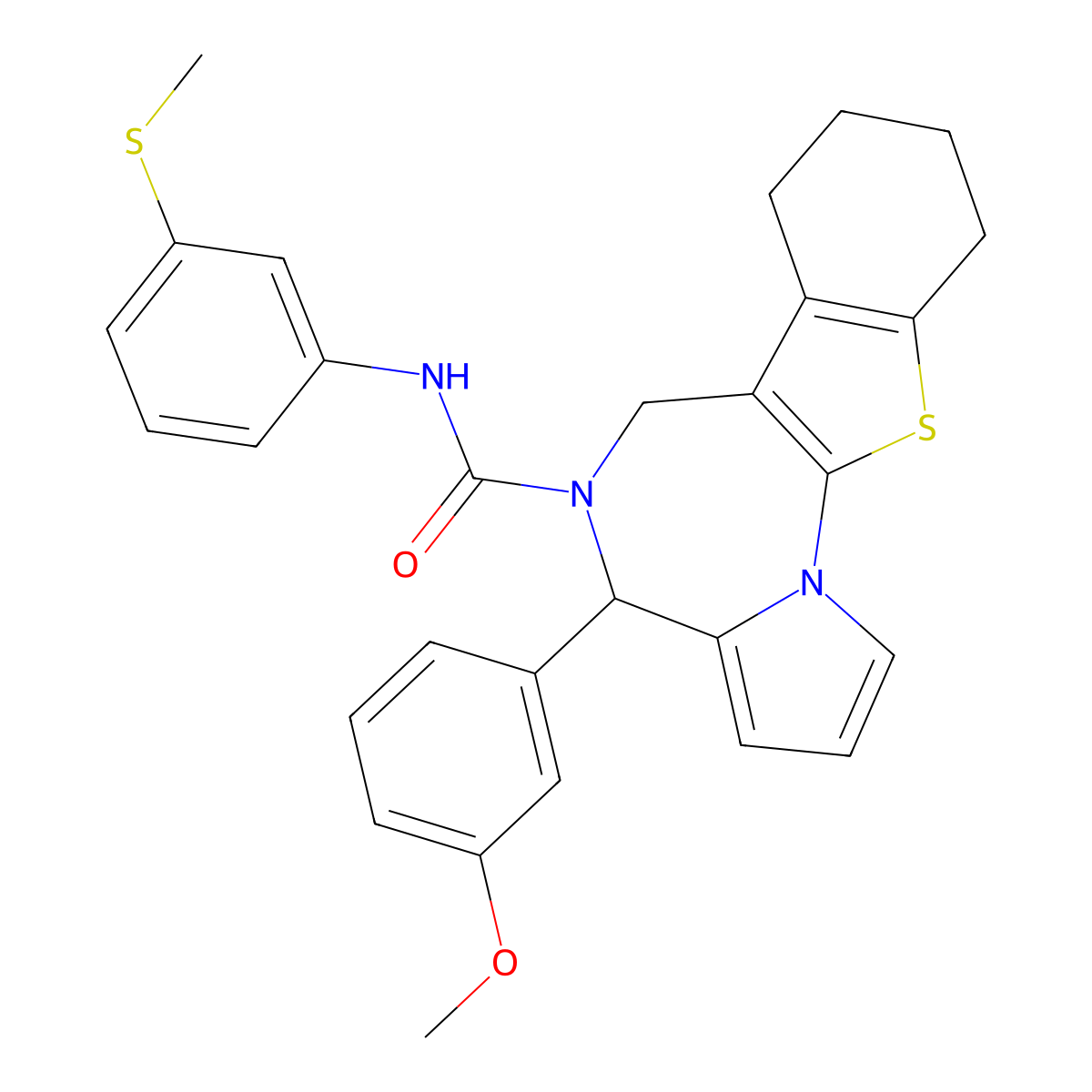 4-(3-Methoxyphenyl)-N-[3-(methylsulfanyl)phenyl]-7,8,9,10-tetrahydro-4H-[1]benzothieno[3,2-F]pyrrolo[1,2-A][1,4]diazepine-5(6H)-carboxamide molecular structure, CAS 1029720-66-8