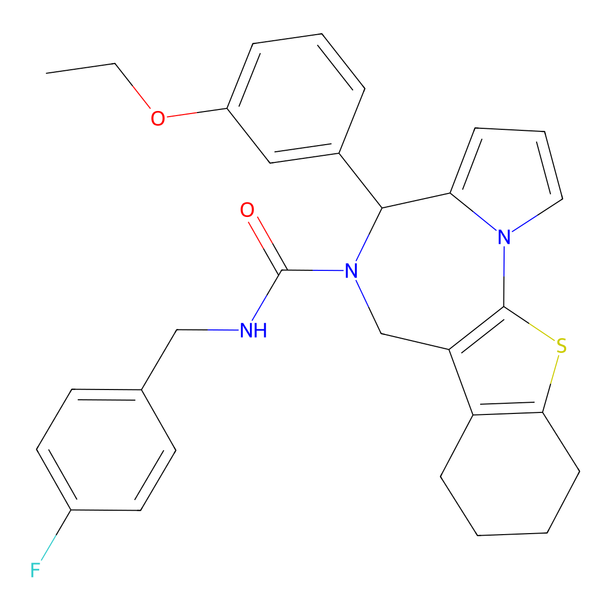 4-(3-ethoxyphenyl)-N-(4-fluorobenzyl)-7,8,9,10-tetrahydro-4H-[1]benzothieno[3,2-f]pyrrolo[1,2-a][1,4]diazepine-5(6H)-carboxamide molecular structure, CAS 1029720-76-0