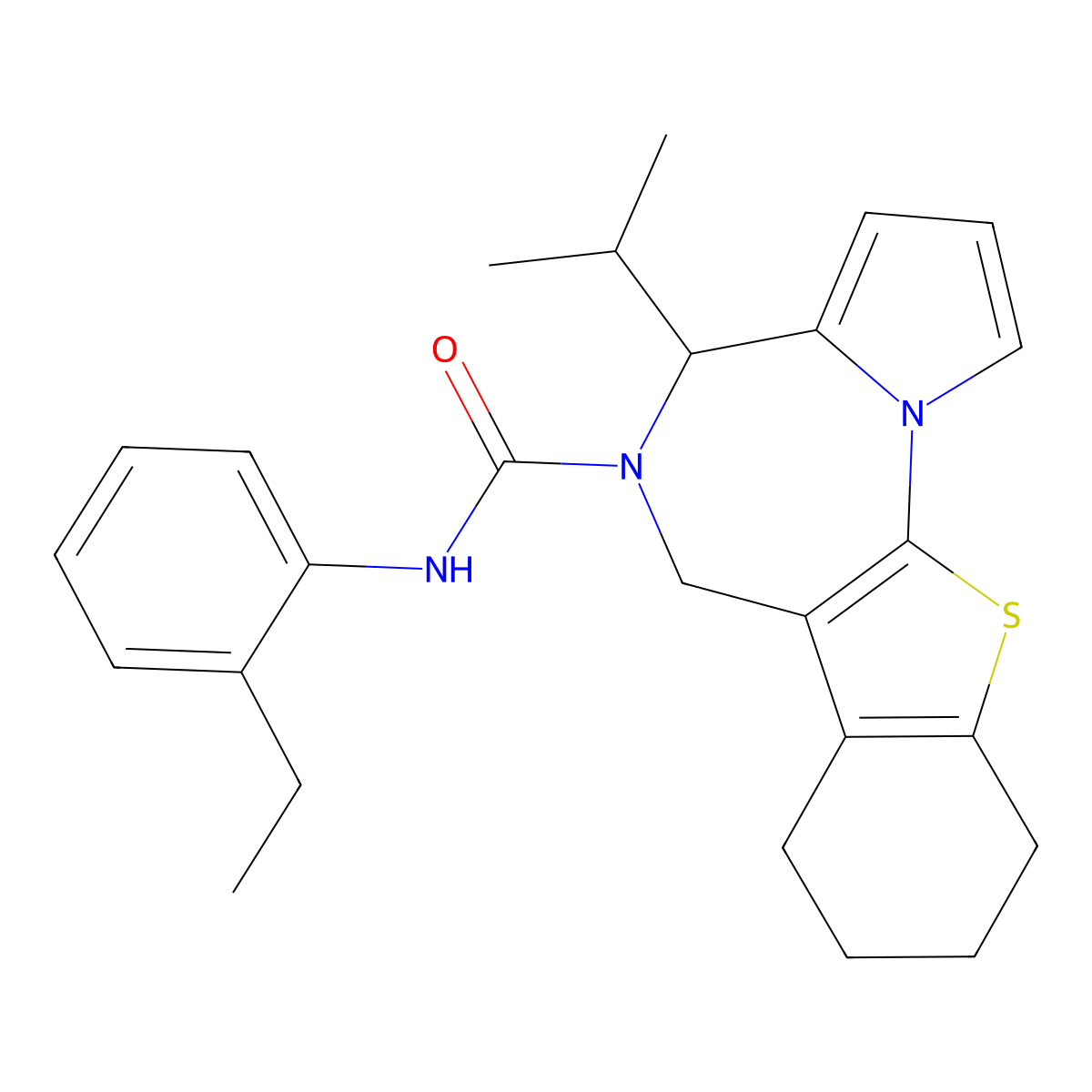 N-(2-ethylphenyl)-4-isopropyl-7,8,9,10-tetrahydro-4H-[1]benzothieno[3,2-f]pyrrolo[1,2-a][1,4]diazepine-5(6H)-carboxamide molecular structure, CAS 1029720-85-1