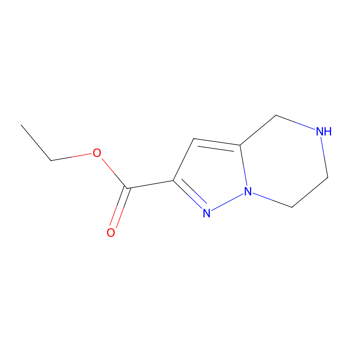 Ethyl 4,5,6,7-tetrahydropyrazolo[1,5-a]pyrazine-2-carboxylate molecular structure, CAS 1029720-98-6