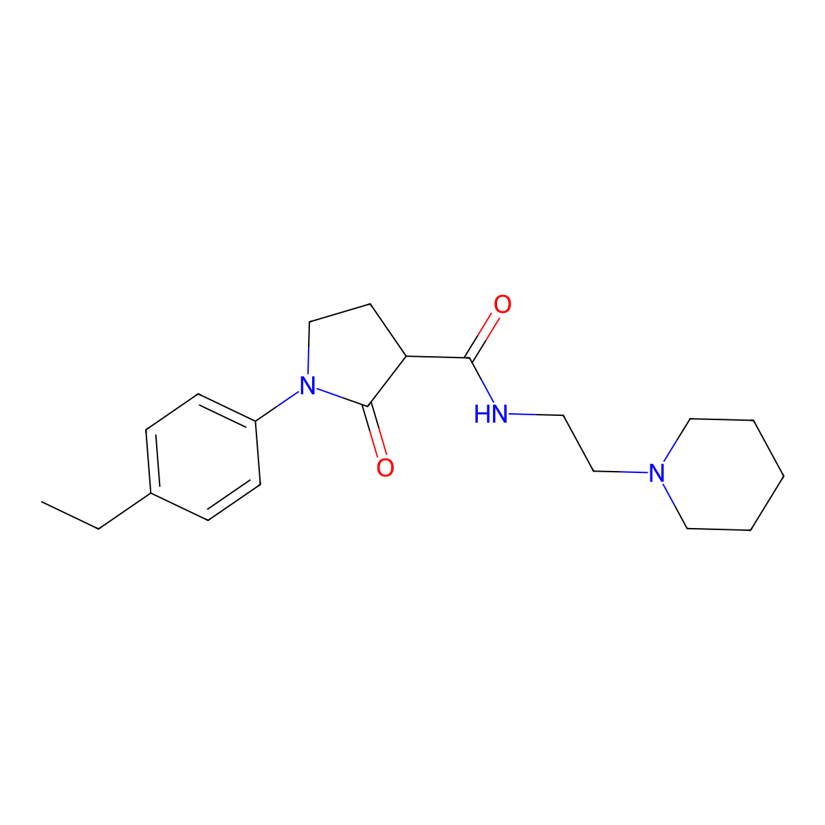 1-(4-ethylphenyl)-2-oxo-N-(2-piperidin-1-ylethyl)pyrrolidine-3-carboxamide molecular structure, CAS 1029721-03-6