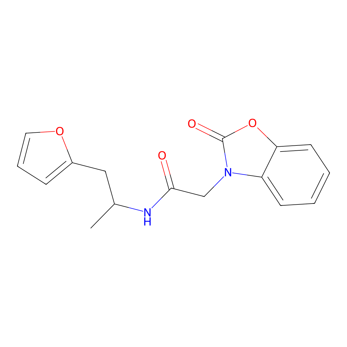 N-[1-(furan-2-yl)propan-2-yl]-2-(2-oxo-2,3-dihydro-1,3-benzoxazol-3-yl)acetamide molecular structure, CAS 1029722-72-2