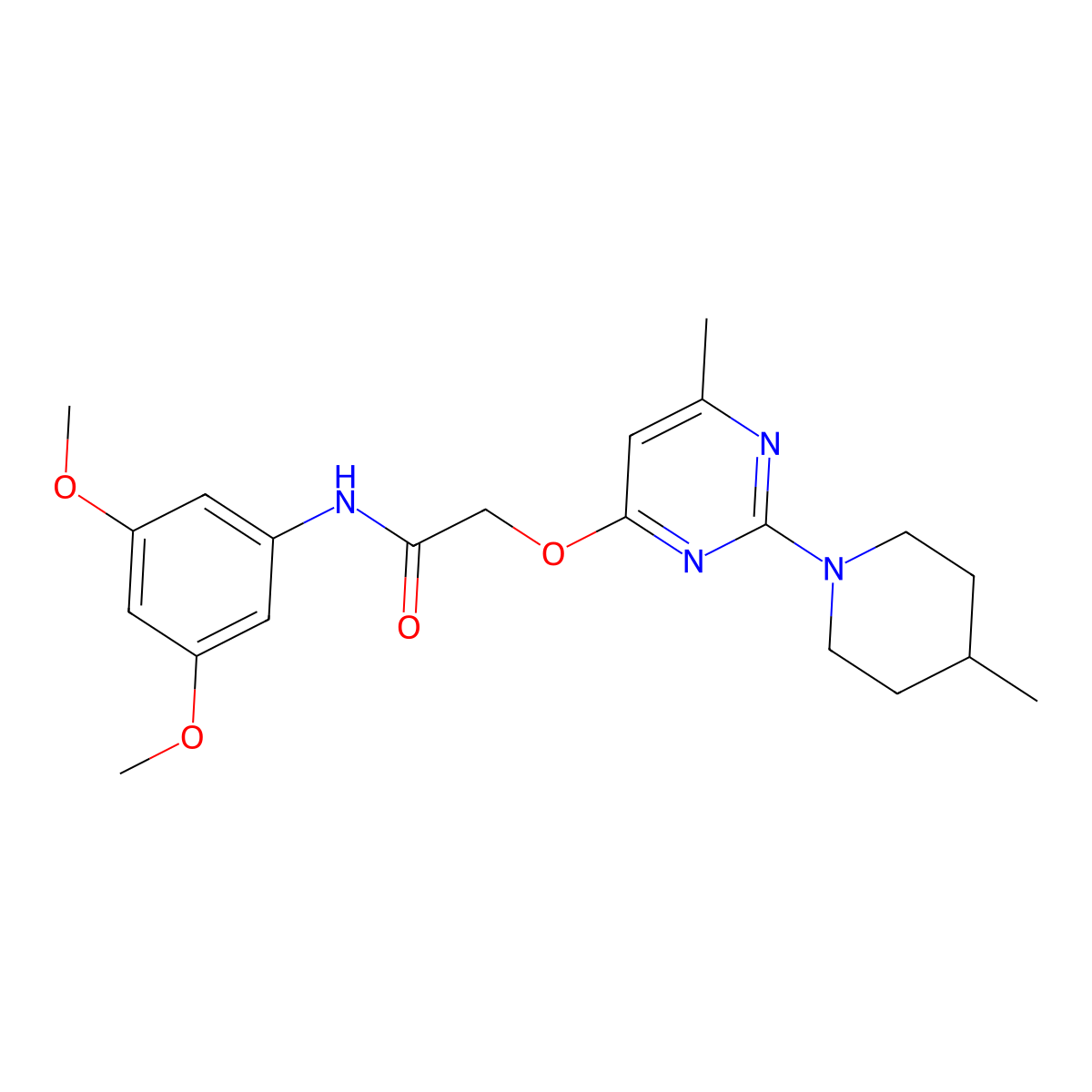 N-(3,5-dimethoxyphenyl)-2-{[6-methyl-2-(4-methylpiperidin-1-yl)pyrimidin-4-yl]oxy}acetamide molecular structure, CAS 1029724-16-0