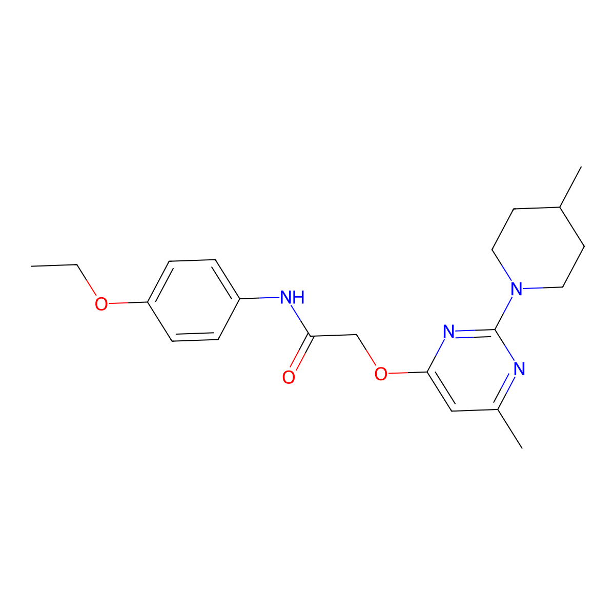 N-(4-ethoxyphenyl)-2-{[6-methyl-2-(4-methylpiperidin-1-yl)pyrimidin-4-yl]oxy}acetamide molecular structure, CAS 1029724-18-2