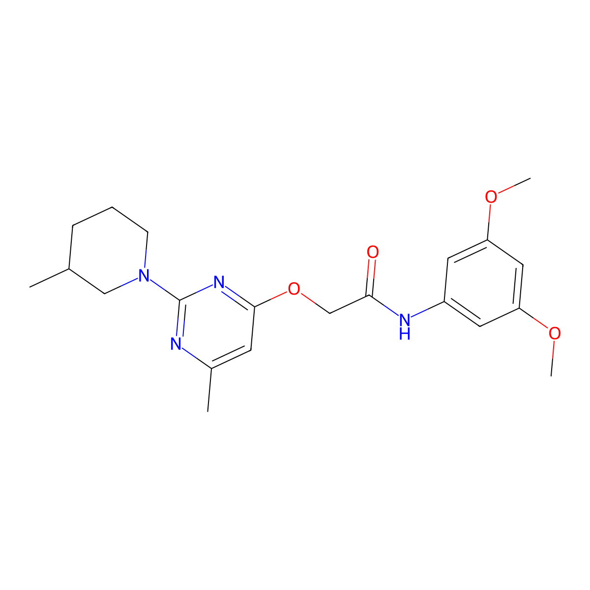 N-(3,5-dimethoxyphenyl)-2-{[6-methyl-2-(3-methylpiperidin-1-yl)pyrimidin-4-yl]oxy}acetamide molecular structure, CAS 1029724-22-8