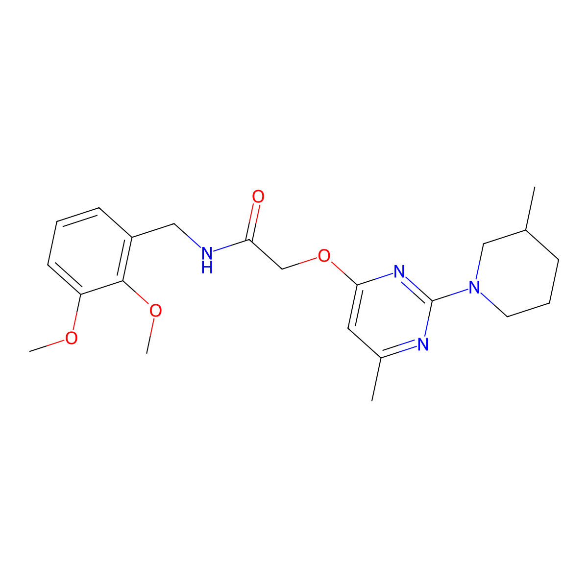 N-(2,3-dimethoxybenzyl)-2-{[6-methyl-2-(3-methylpiperidin-1-yl)pyrimidin-4-yl]oxy}acetamide molecular structure, CAS 1029724-24-0