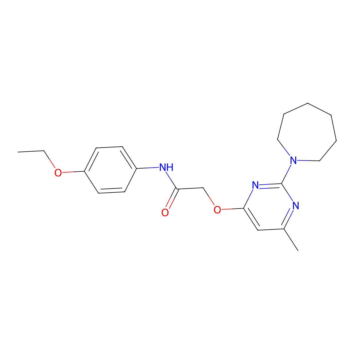 2-{[2-(azepan-1-yl)-6-methylpyrimidin-4-yl]oxy}-N-(4-ethoxyphenyl)acetamide molecular structure, CAS 1029724-26-2