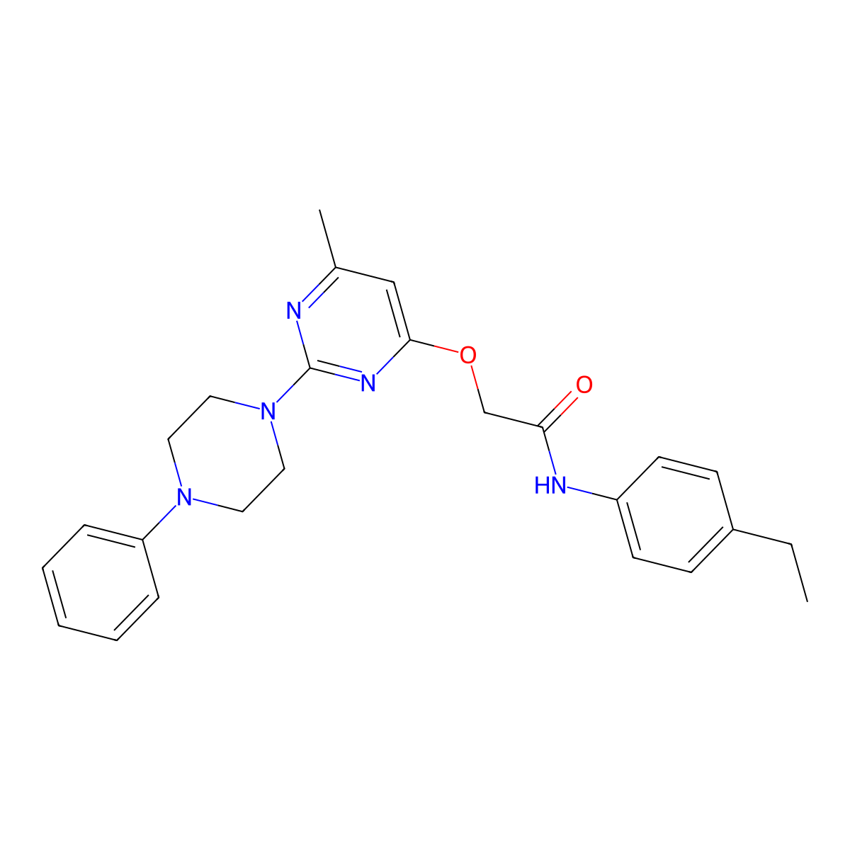 N-(4-ethylphenyl)-2-{[6-methyl-2-(4-phenylpiperazin-1-yl)pyrimidin-4-yl]oxy}acetamide molecular structure, CAS 1029724-30-8