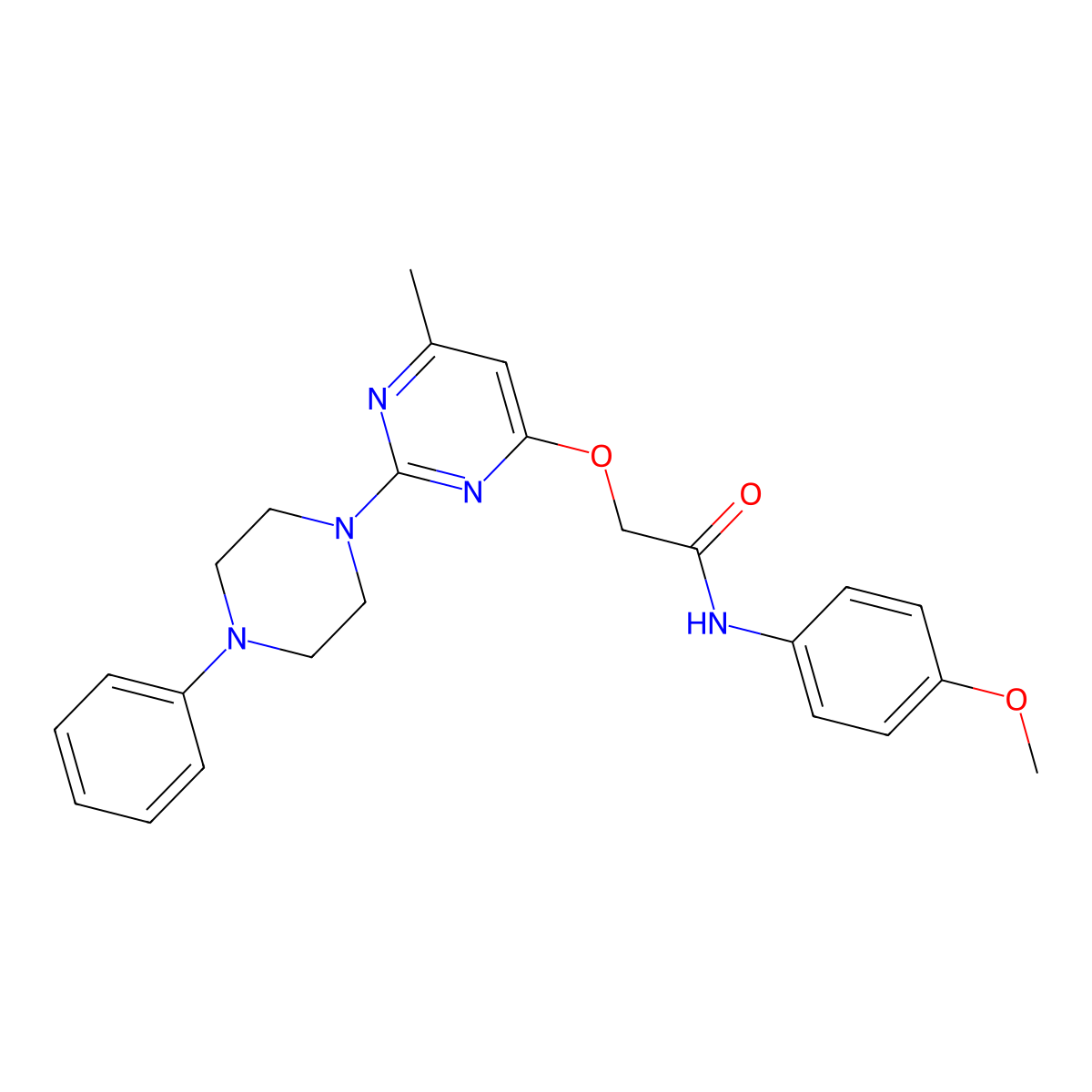 N-(4-methoxyphenyl)-2-{[6-methyl-2-(4-phenylpiperazin-1-yl)pyrimidin-4-yl]oxy}acetamide molecular structure, CAS 1029724-32-0