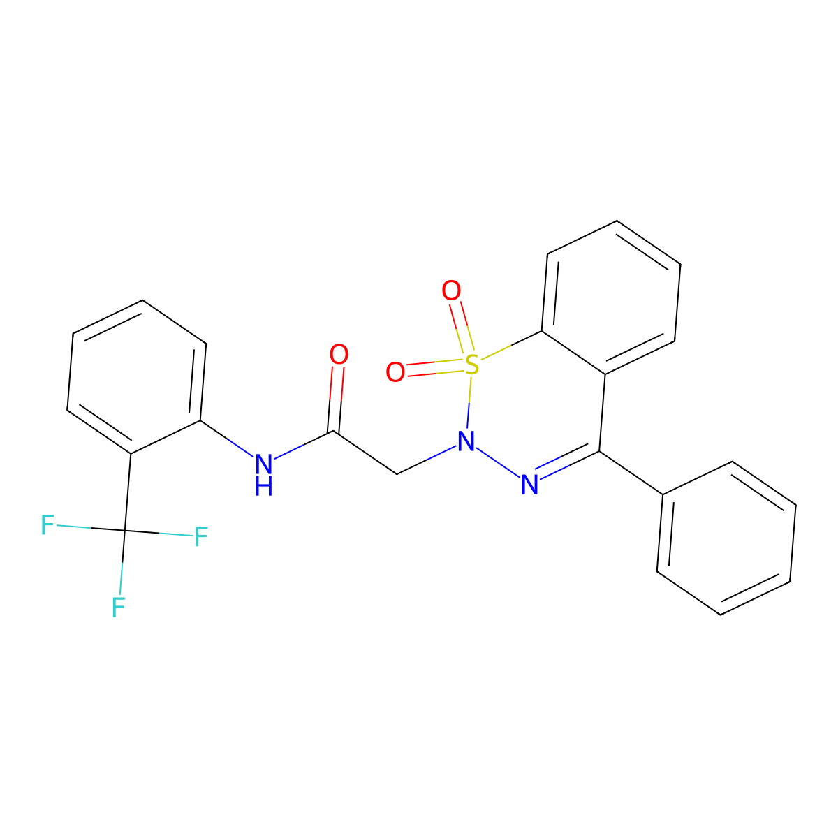 2-(1,1-dioxido-4-phenyl-2H-benzo[e][1,2,3]thiadiazin-2-yl)-N-(2-(trifluoromethyl)phenyl)acetamide molecular structure, CAS 1029726-82-6