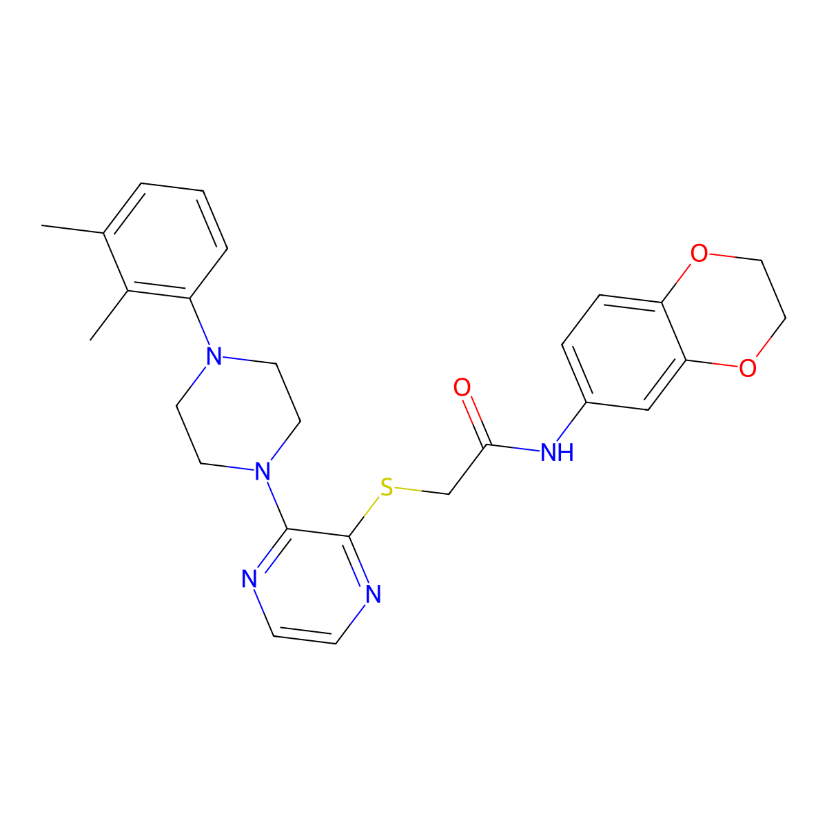 N-(2,3-dihydro-1,4-benzodioxin-6-yl)-2-({3-[4-(2,3-dimethylphenyl)piperazin-1-yl]pyrazin-2-yl}sulfanyl)acetamide molecular structure, CAS 1029733-26-3