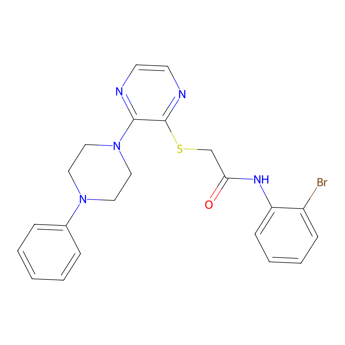 N-(2-bromophenyl)-2-((3-(4-phenylpiperazin-1-yl)pyrazin-2-yl)thio)acetamide molecular structure, CAS 1029733-56-9