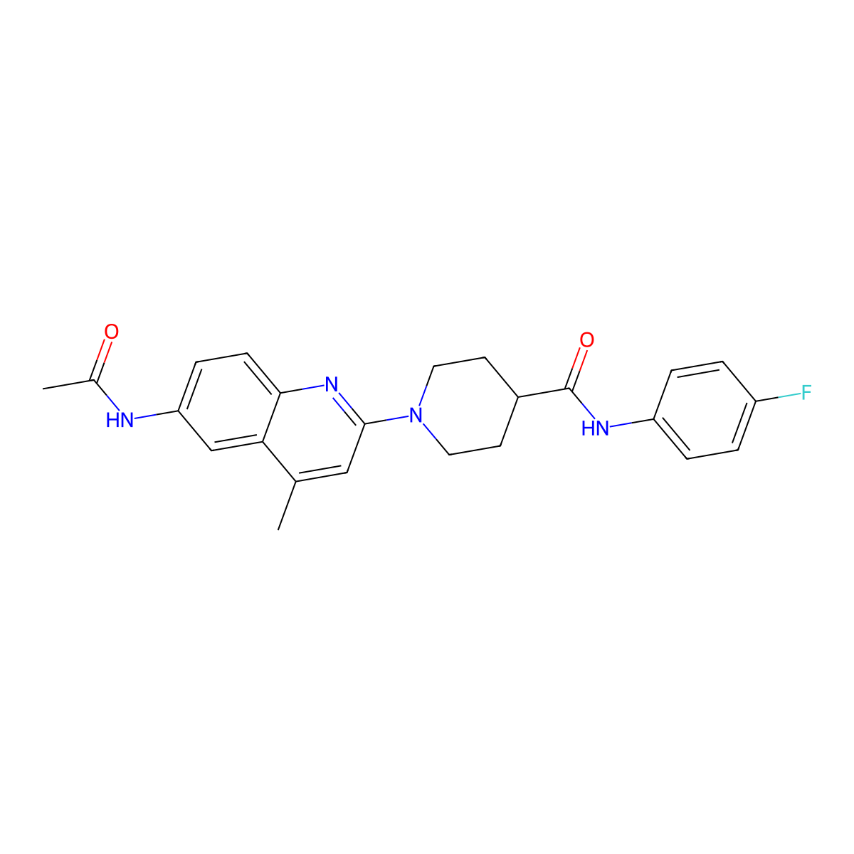 1-(6-acetamido-4-methylquinolin-2-yl)-N-(4-fluorophenyl)piperidine-4-carboxamide molecular structure, CAS 1029734-40-4