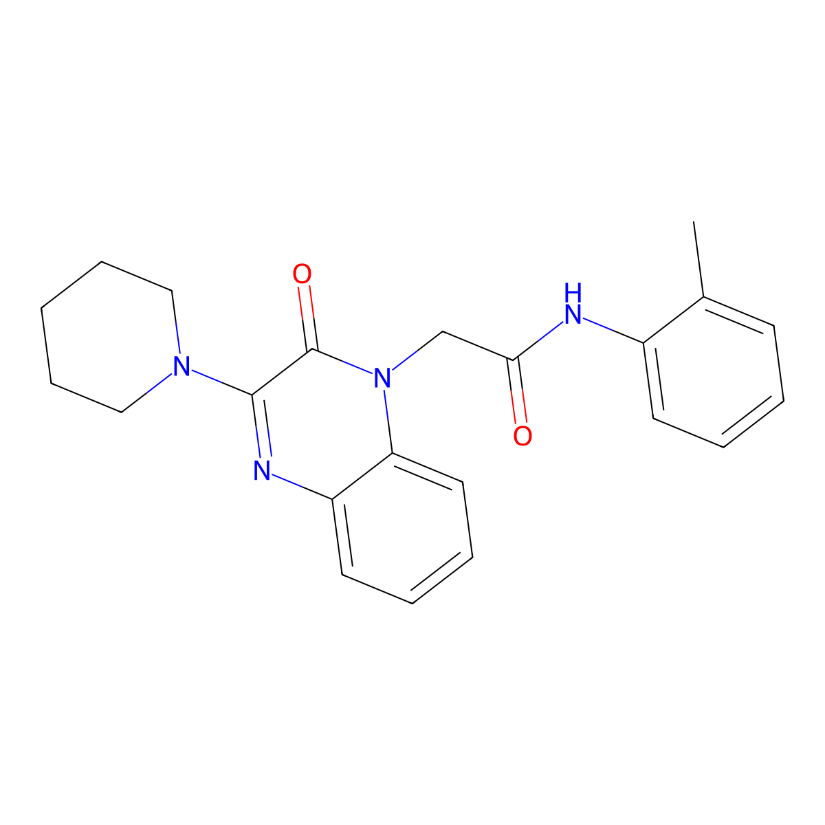 2-(2-oxo-3-(piperidin-1-yl)quinoxalin-1(2H)-yl)-N-(o-tolyl)acetamide molecular structure, CAS 1029734-65-3