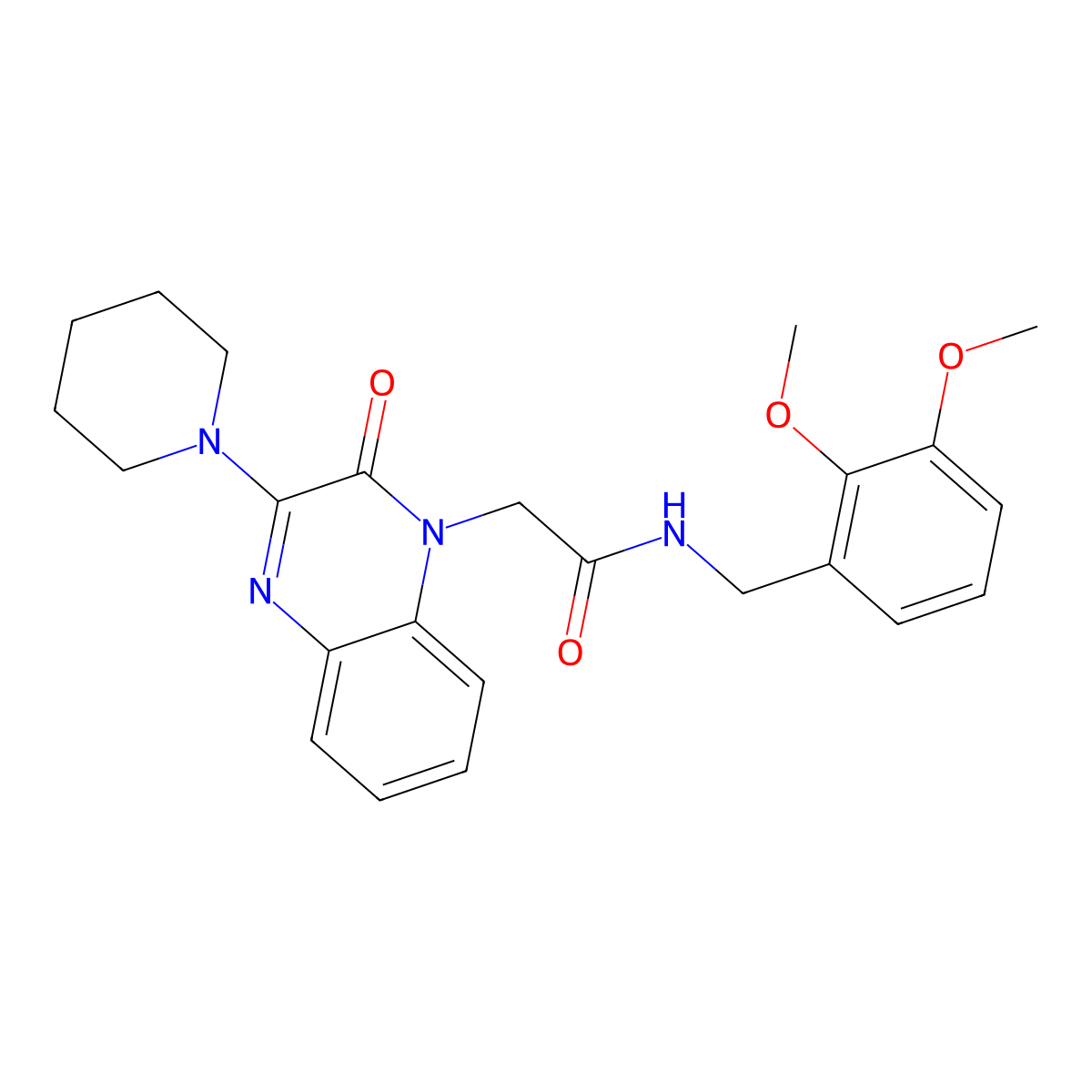 N-(2,3-dimethoxybenzyl)-2-(2-oxo-3-(piperidin-1-yl)quinoxalin-1(2H)-yl)acetamide molecular structure, CAS 1029734-71-1