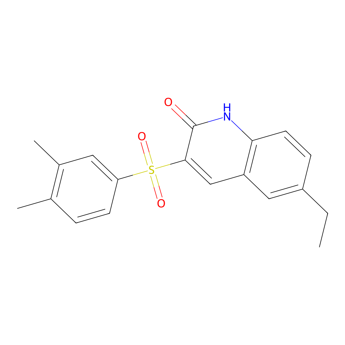 3-[(3,4-dimethylphenyl)sulfonyl]-6-ethylquinolin-2(1H)-one molecular structure, CAS 1029734-89-1