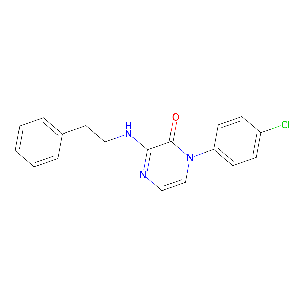 1-(4-Chlorophenyl)-3-[(2-phenylethyl)amino]-1,2-dihydropyrazin-2-one molecular structure, CAS 1029736-63-7