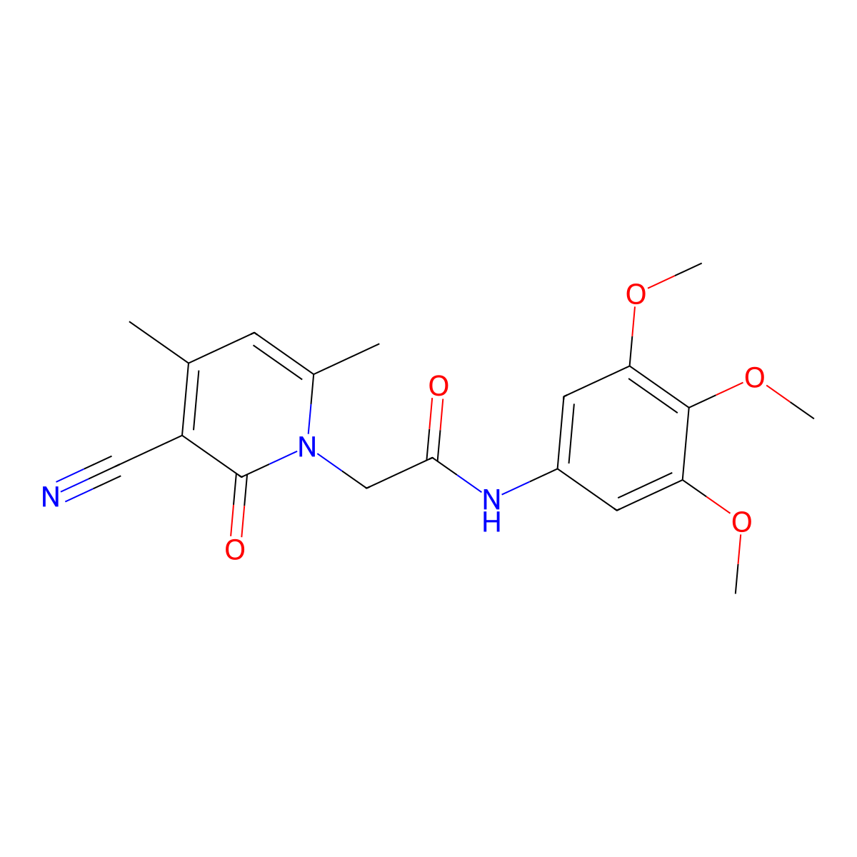2-(3-cyano-4,6-dimethyl-2-oxopyridin-1(2H)-yl)-N-(3,4,5-trimethoxyphenyl)acetamide molecular structure, CAS 1029739-91-0