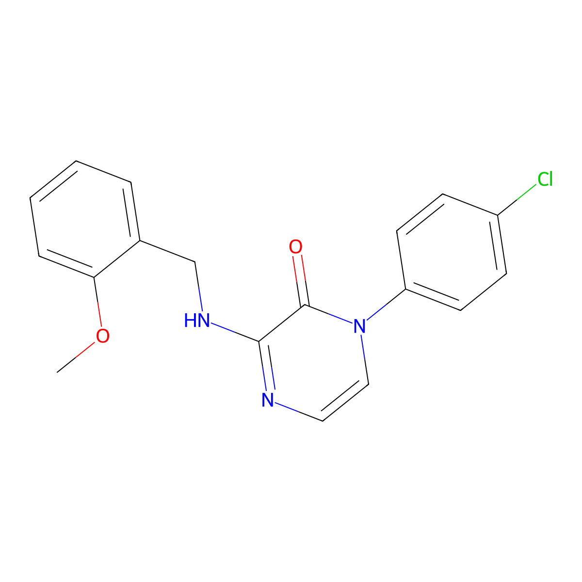 1-(4-Chlorophenyl)-3-{[(2-methoxyphenyl)methyl]amino}-1,2-dihydropyrazin-2-one molecular structure, CAS 1029744-50-0