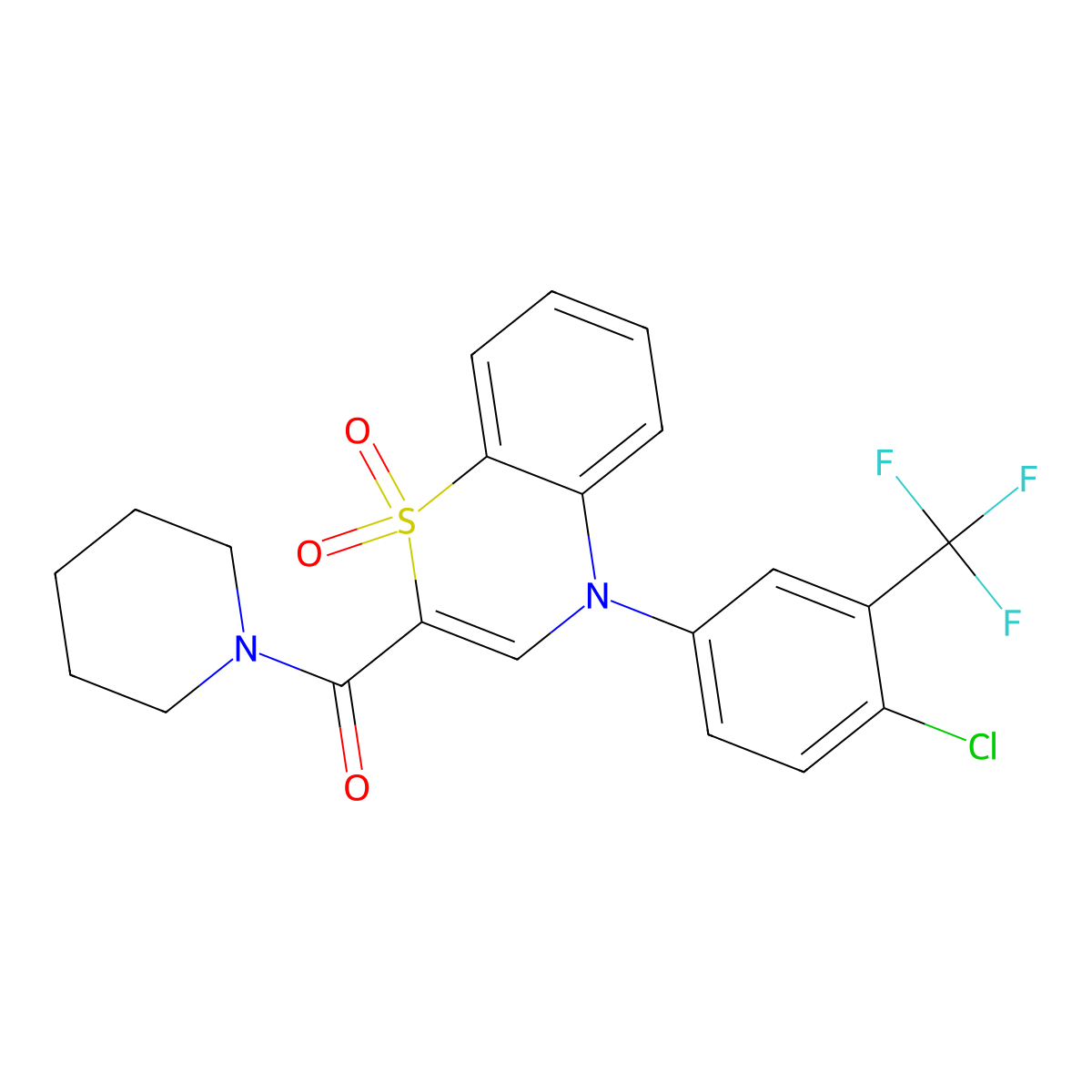 4-[4-chloro-3-(trifluoromethyl)phenyl]-2-(piperidine-1-carbonyl)-4H-1lambda6,4-benzothiazine-1,1-dione molecular structure, CAS 1029747-16-7