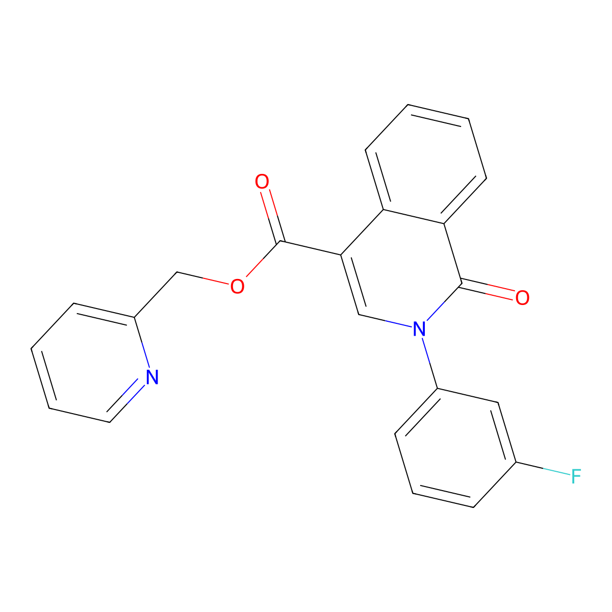 Pyridin-2-ylmethyl 2-(3-fluorophenyl)-1-oxo-1,2-dihydroisoquinoline-4-carboxylate molecular structure, CAS 1029747-99-6