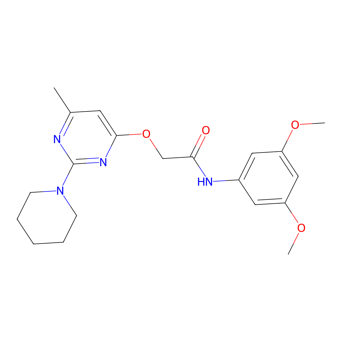 N-(3,5-dimethoxyphenyl)-2-{[6-methyl-2-(piperidin-1-yl)pyrimidin-4-yl]oxy}acetamide molecular structure, CAS 1029748-20-6