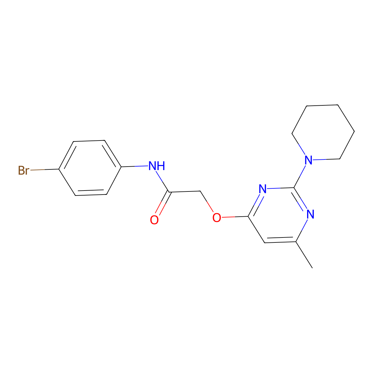 N-(4-bromophenyl)-2-{[6-methyl-2-(piperidin-1-yl)pyrimidin-4-yl]oxy}acetamide molecular structure, CAS 1029748-32-0