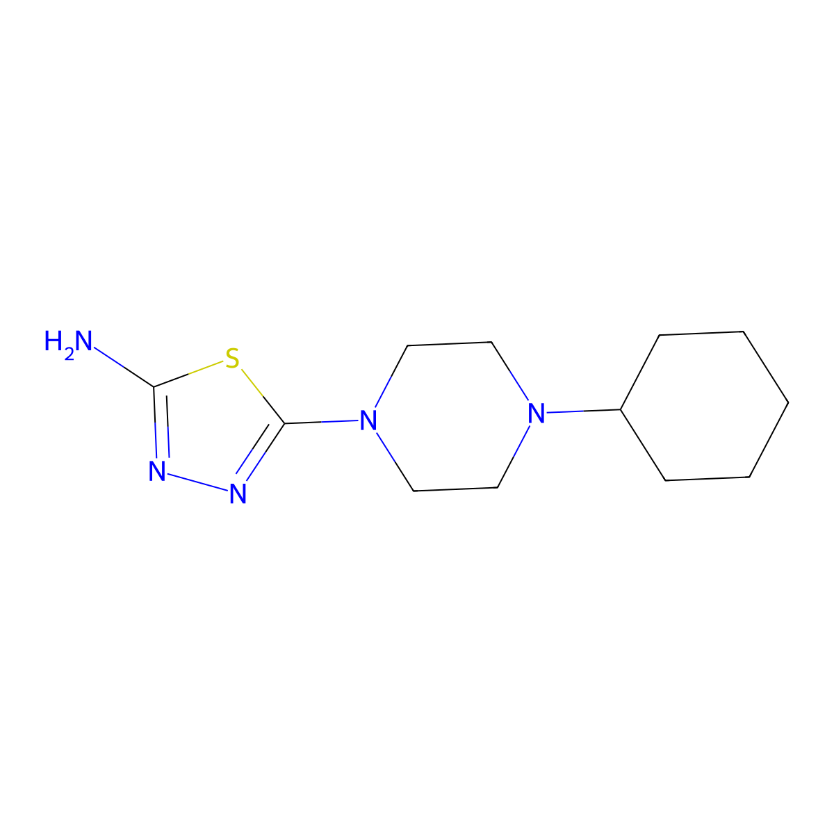 5-(4-Cyclohexylpiperazin-1-yl)-1,3,4-thiadiazol-2-amine molecular structure, CAS 1029751-00-5