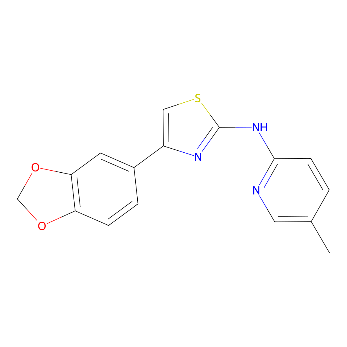 4-(benzo[d][1,3]dioxol-5-yl)-N-(5-methylpyridin-2-yl)thiazol-2-amine molecular structure, CAS 1029751-47-0