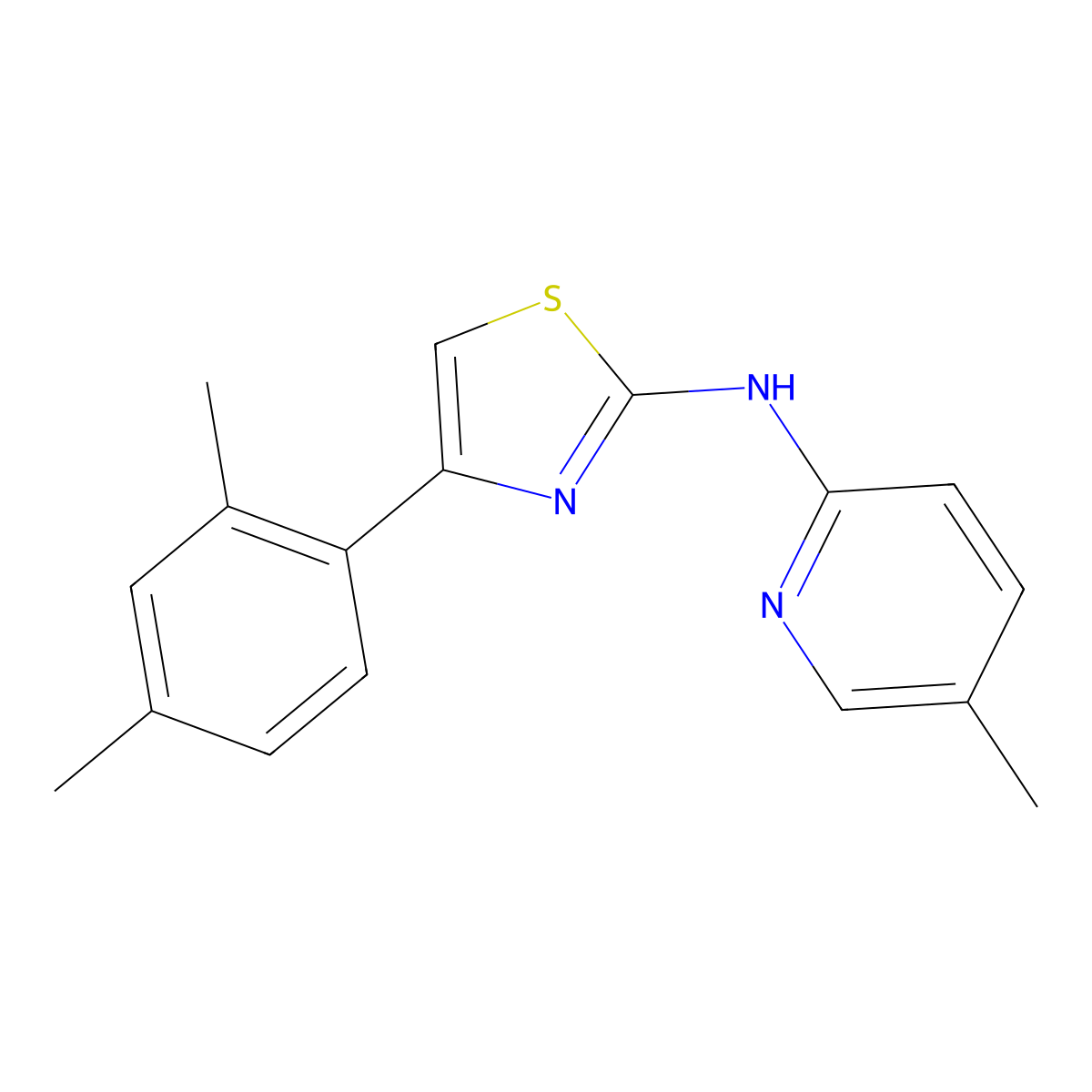 4-(2,4-dimethylphenyl)-N-(5-methylpyridin-2-yl)thiazol-2-amine molecular structure, CAS 1029751-50-5