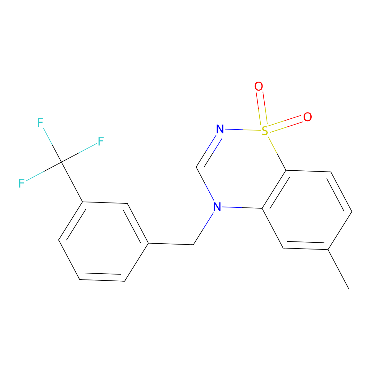 6-methyl-4-[3-(trifluoromethyl)benzyl]-4H-1,2,4-benzothiadiazine 1,1-dioxide molecular structure, CAS 1029752-17-7