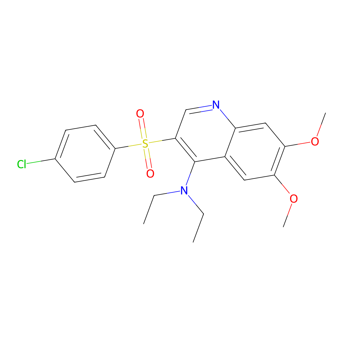 3-(4-chlorobenzenesulfonyl)-N,N-diethyl-6,7-dimethoxyquinolin-4-amine molecular structure, CAS 1029755-68-7