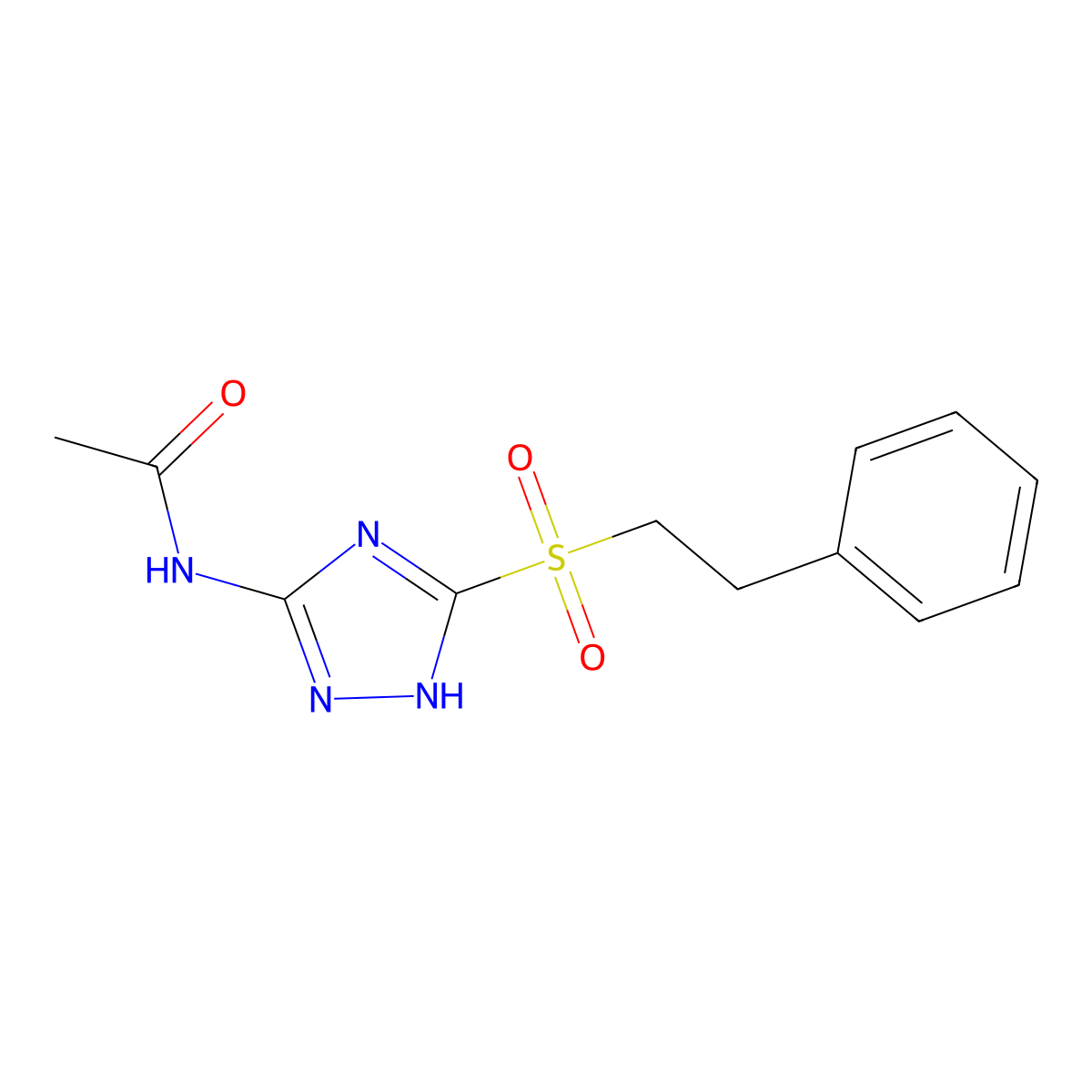 N-{3-[(2-phenylethyl)sulfonyl]-1H-1,2,4-triazol-5-yl}acetamide molecular structure, CAS 1029759-36-1