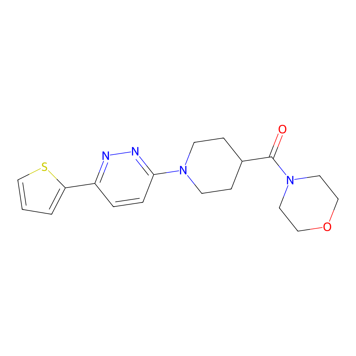 Morpholino(1-(6-(thiophen-2-yl)pyridazin-3-yl)piperidin-4-yl)methanone molecular structure, CAS 1029761-45-2