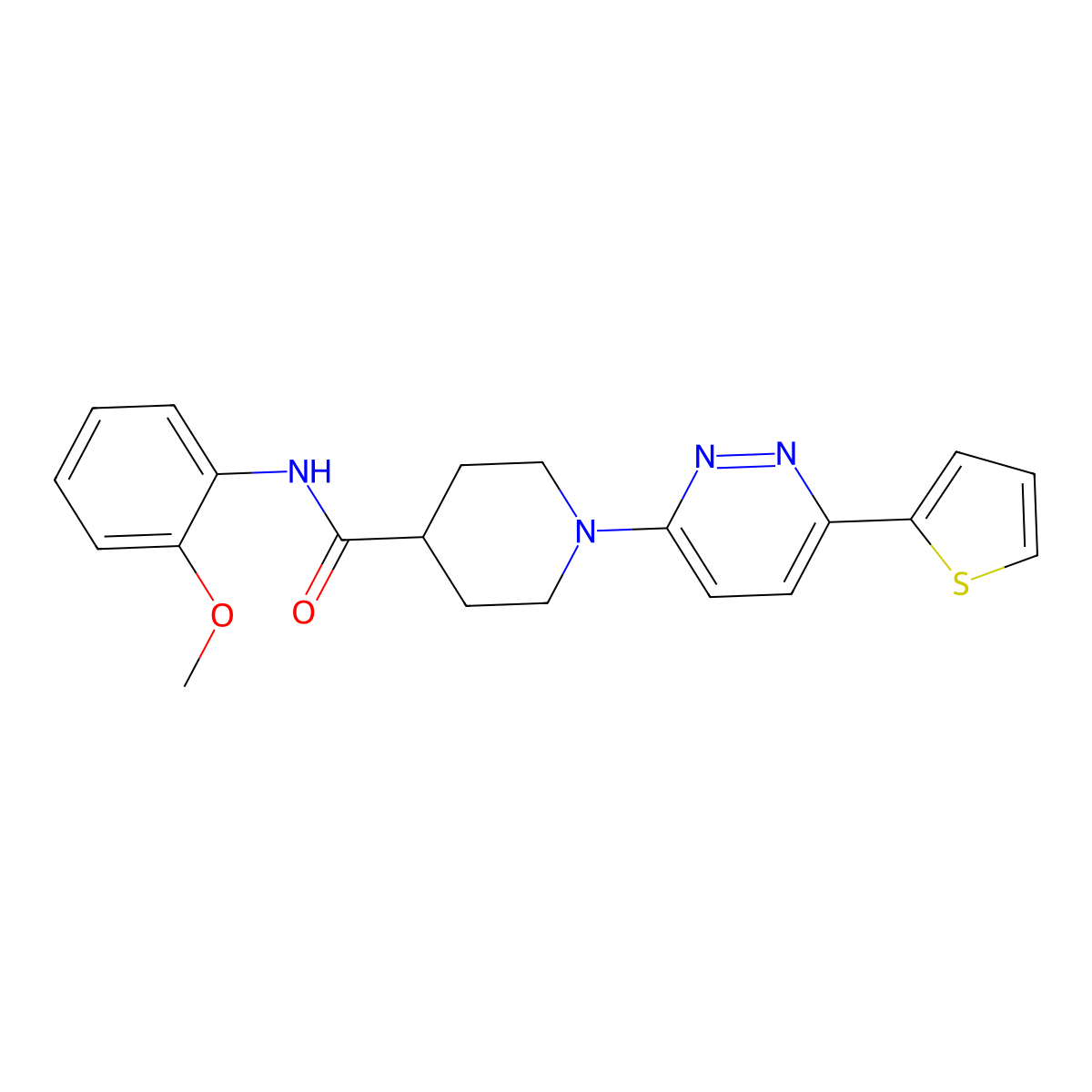 N-(2-methoxyphenyl)-1-[6-(thiophen-2-yl)pyridazin-3-yl]piperidine-4-carboxamide molecular structure, CAS 1029761-48-5