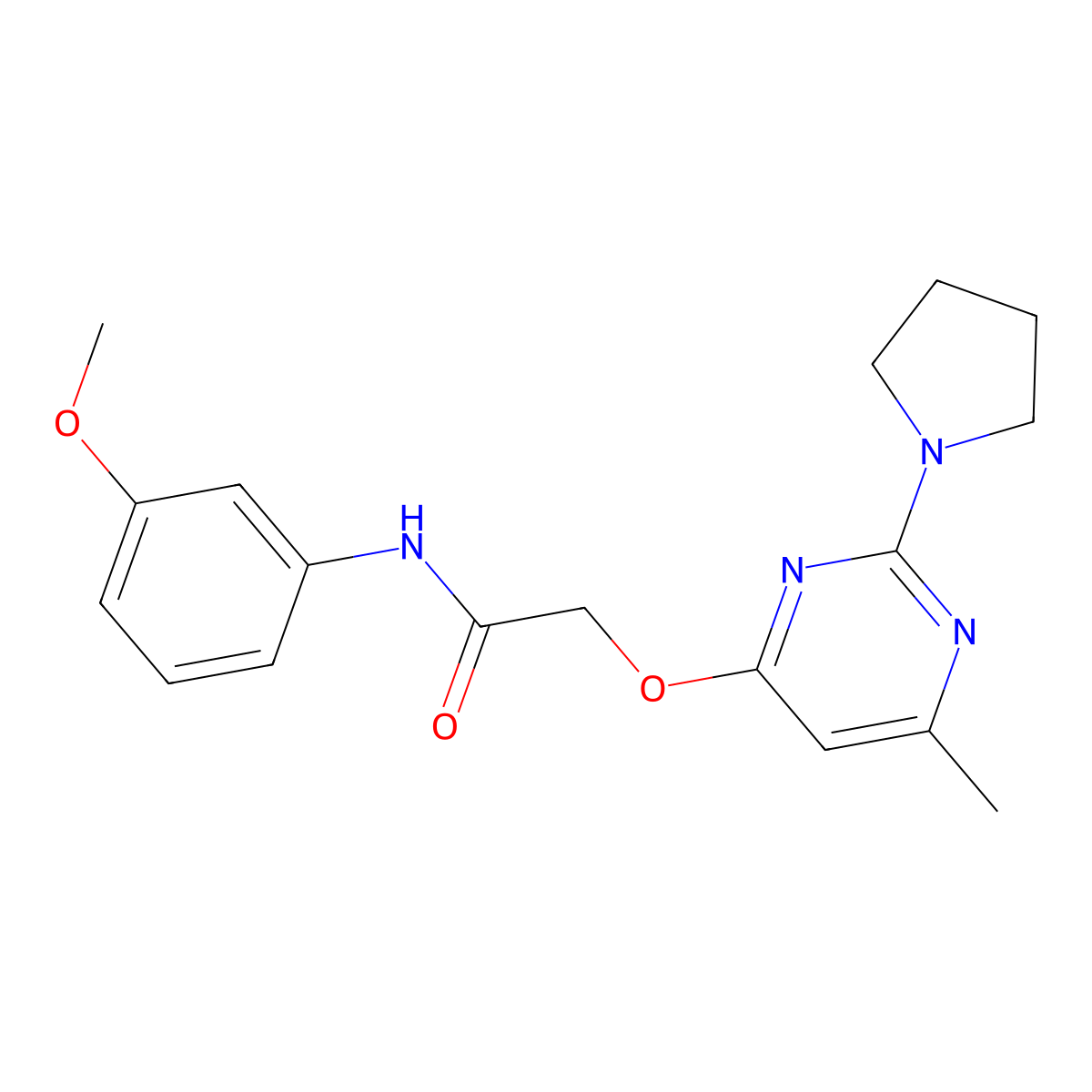 N-(3-methoxyphenyl)-2-{[6-methyl-2-(pyrrolidin-1-yl)pyrimidin-4-yl]oxy}acetamide molecular structure, CAS 1029763-45-8