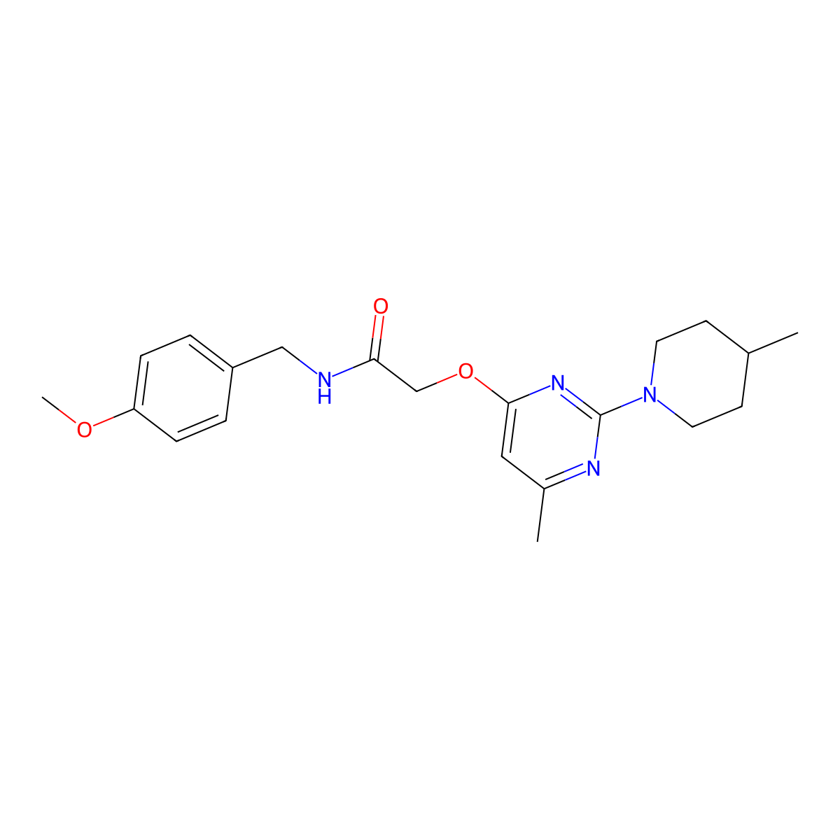 N-(4-methoxybenzyl)-2-{[6-methyl-2-(4-methylpiperidin-1-yl)pyrimidin-4-yl]oxy}acetamide molecular structure, CAS 1029763-76-5
