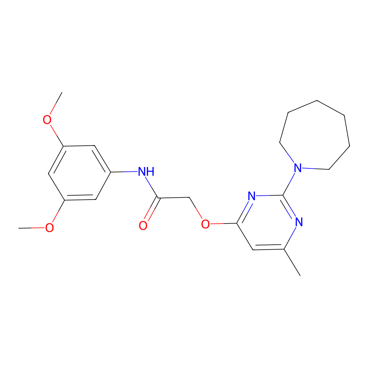 2-{[2-(azepan-1-yl)-6-methylpyrimidin-4-yl]oxy}-N-(3,5-dimethoxyphenyl)acetamide molecular structure, CAS 1029763-80-1