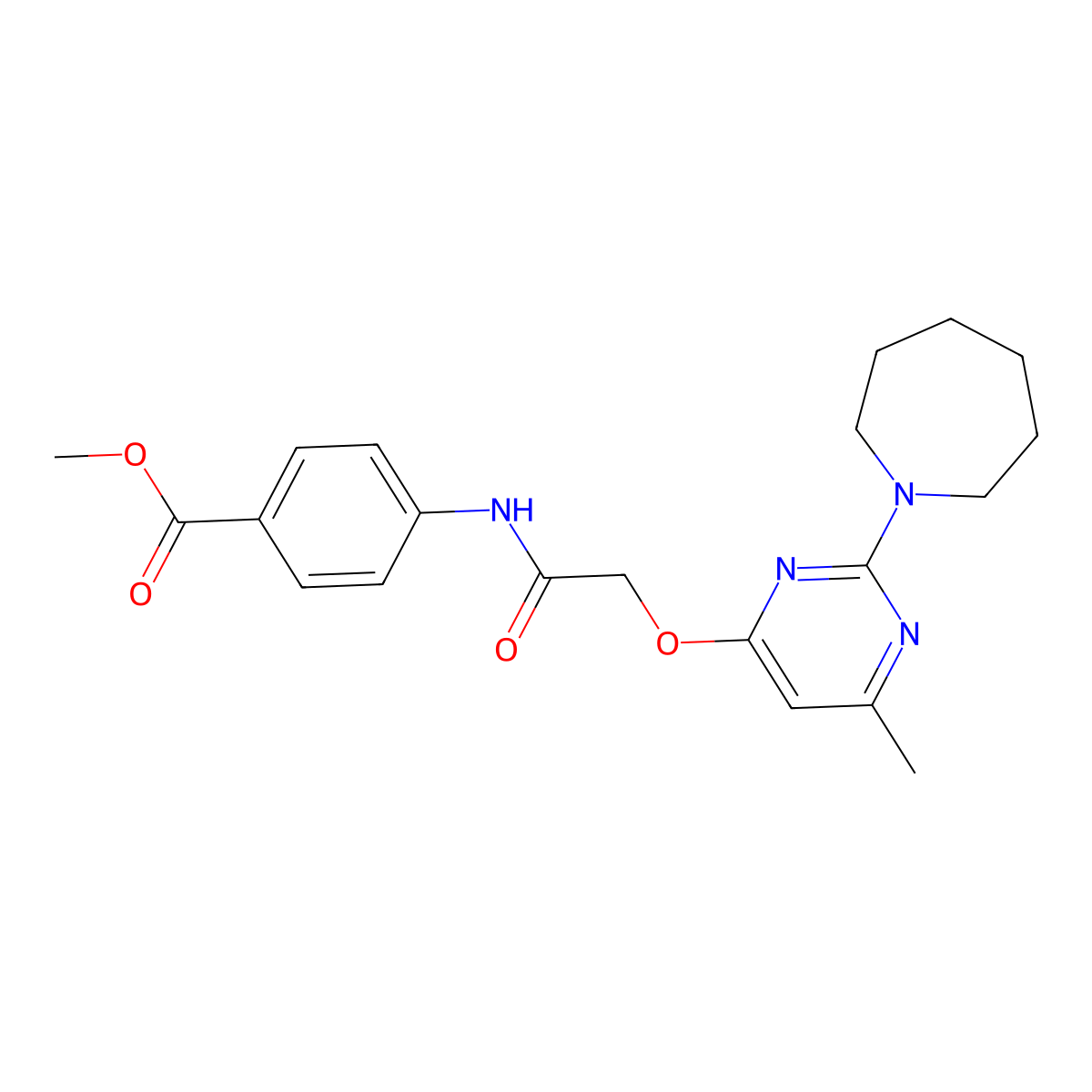 Methyl 4-(2-{[2-(azepan-1-YL)-6-methylpyrimidin-4-YL]oxy}acetamido)benzoate molecular structure, CAS 1029763-82-3